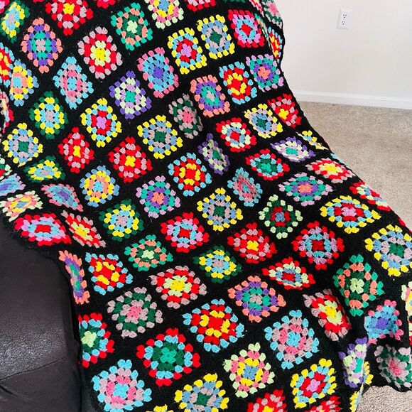 Handmade Other - Beautiful Handmade Colorful Classic Granny Square Throw Blanket Afghan 48" x 64"